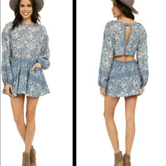 Free People Silver Sun Printed Cutout Sleeve dress - Picture 2 of 8